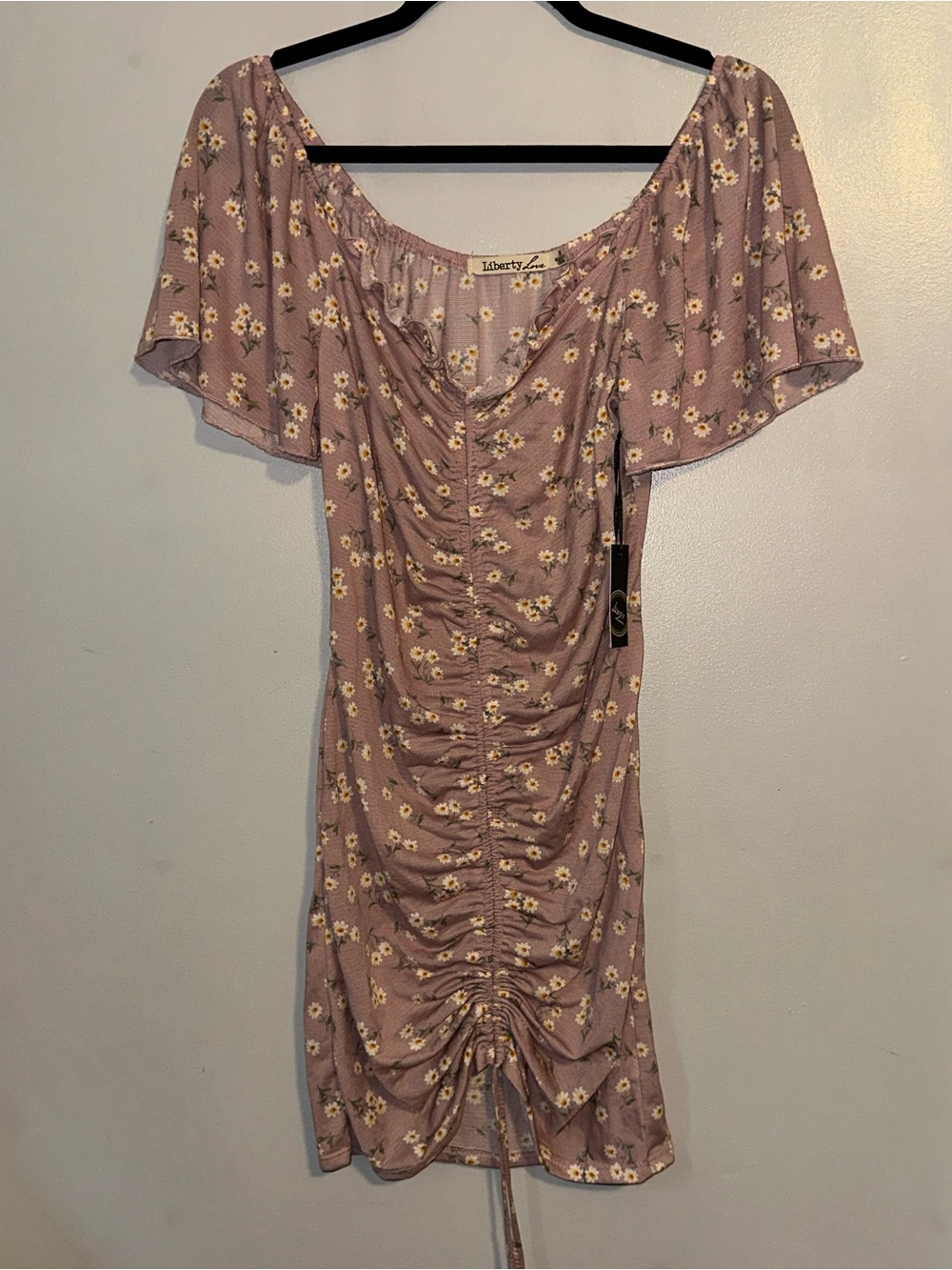Liberty Love Dusty Pink Floral Ruched Midi Dress